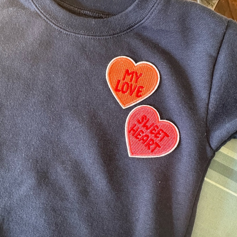 2 small Valentines iron on patches